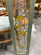 Art Nouveau Antique Grapevine Stained Glass Hanging Panel, c. 1900 Salvaged Glass in Later Framing