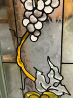 Art Nouveau Antique Grapevine Stained Glass Hanging Panel, c. 1900 Salvaged Glass in Later Framing