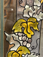 Art Nouveau Antique Grapevine Stained Glass Hanging Panel, c. 1900 Salvaged Glass in Later Framing
