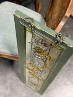 Art Nouveau Antique Grapevine Stained Glass Hanging Panel, c. 1900 Salvaged Glass in Later Framing