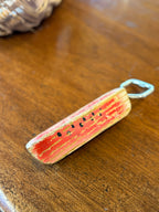 Hand-Carved and Painted Watermelon Slice Bottle Opener, Folk Art Woodenware, c. 1950–1975