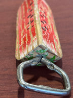 Hand-Carved and Painted Watermelon Slice Bottle Opener, Folk Art Woodenware, c. 1950–1975