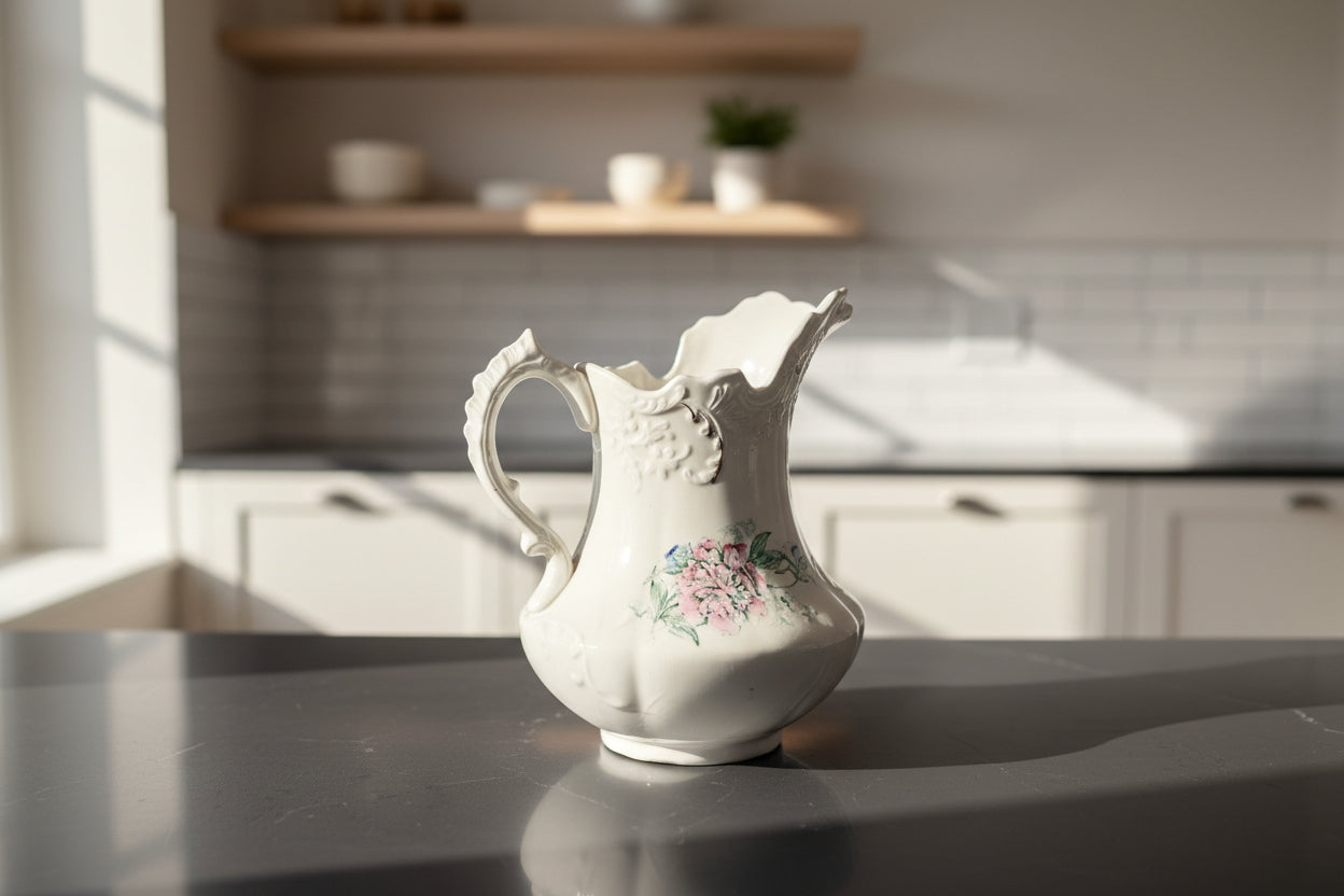 Antique Floral Pitcher & Wash Basin Set — Ford China Co. (Ford City, PA) & Revere China Co. (East Liverpool, OH), c.1900–1930