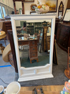 French Provincial Wall Mirror, Painted Cream with Shaped Panelled Apron and Reeded Base Moulding, c. 1955–1975