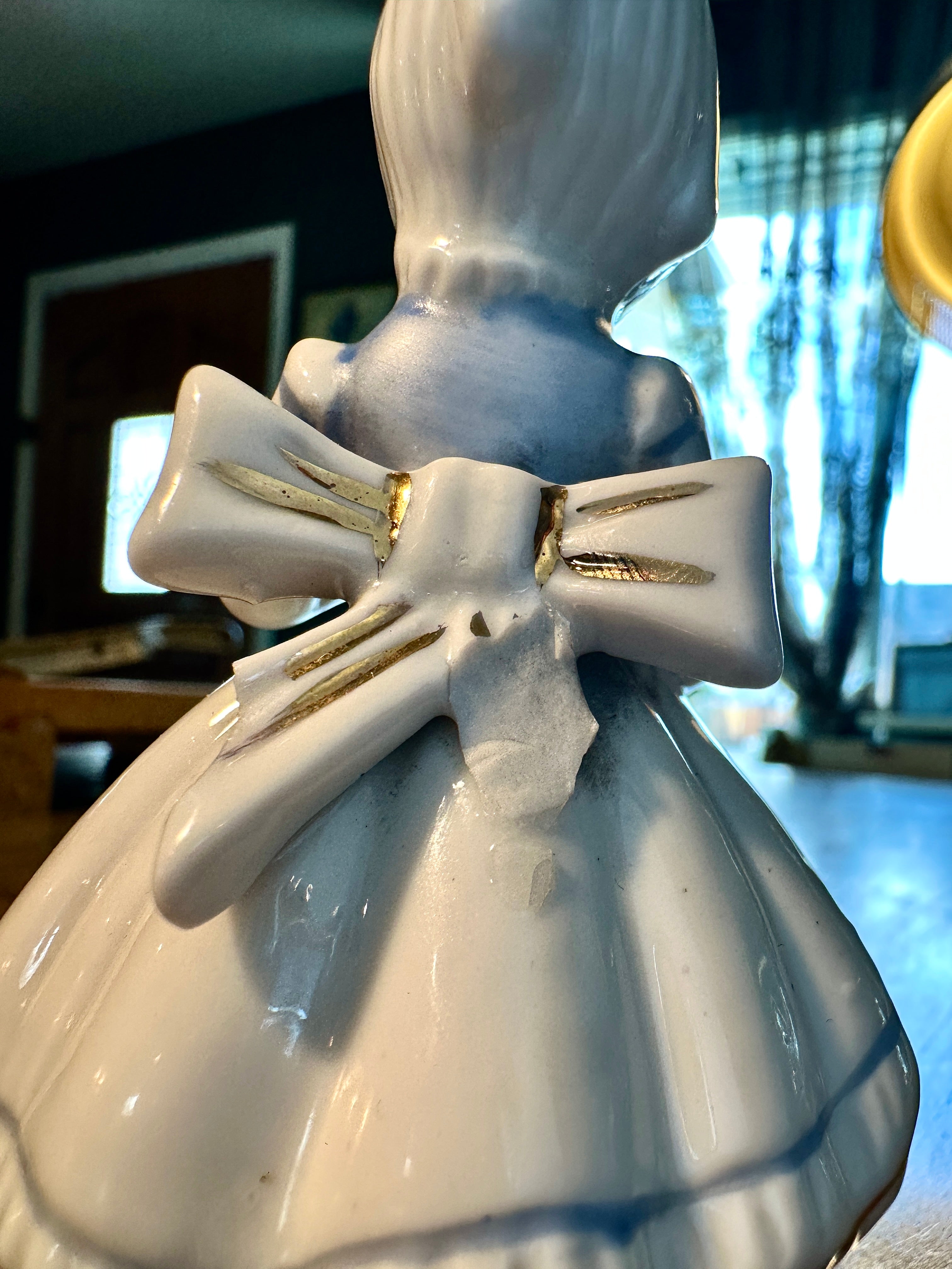 Vintage Genuine Porcelain Girl Figurine – Made in Taiwan 1980s Cottage Decor