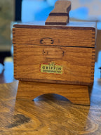 Griffin ShineMaster Oak Shoe Shine Box with Original Lithographed Label and Fitted Foot Rest, c. 1925–1950