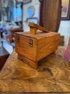 Griffin ShineMaster Oak Shoe Shine Box with Original Lithographed Label and Fitted Foot Rest, c. 1925–1950