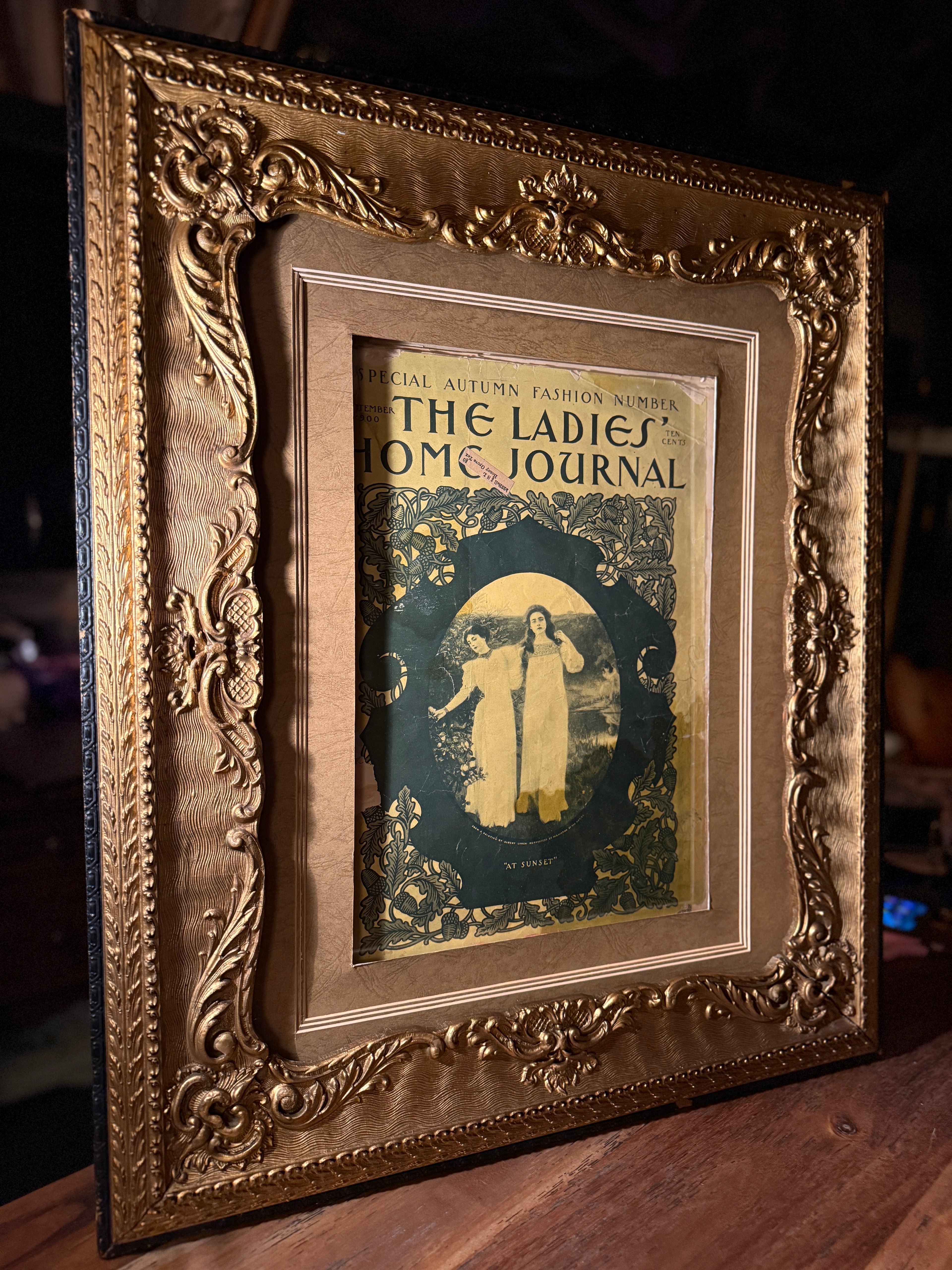 1900 Ladies’ Home Journal Special Autumn Edition in Antique Rococo Revival Giltwood Frame (c. 1870–1890)