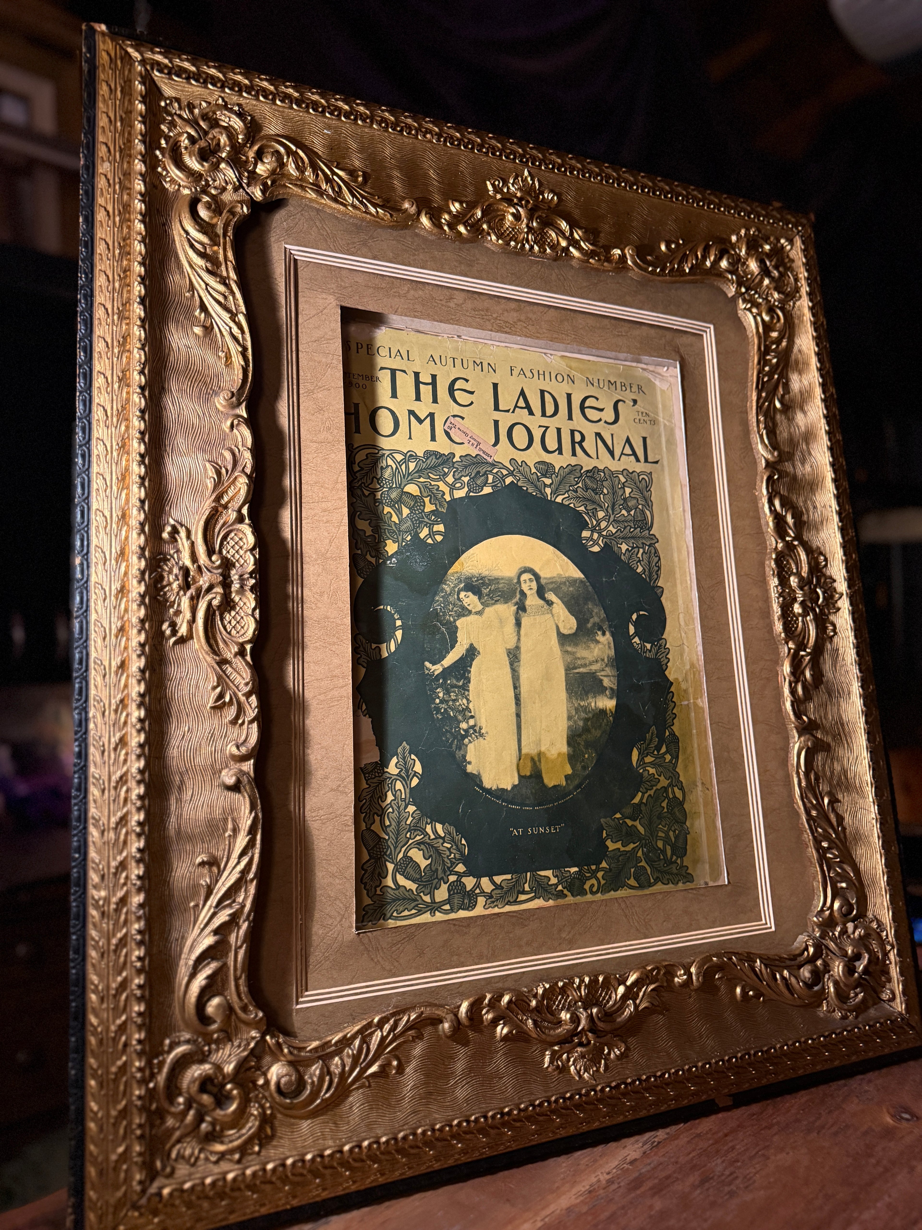 1900 Ladies’ Home Journal Special Autumn Edition in Antique Rococo Revival Giltwood Frame (c. 1870–1890)