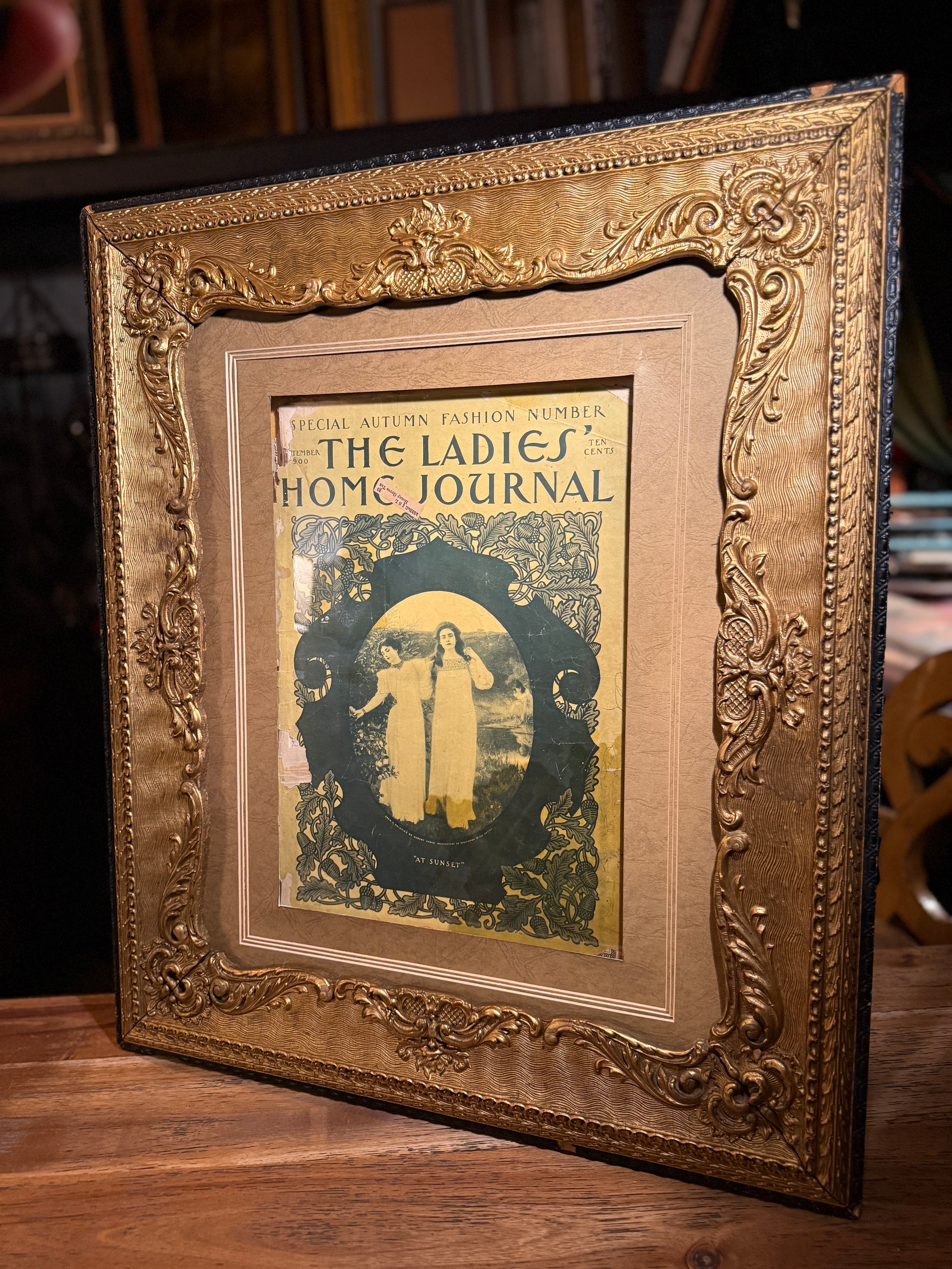 1900 Ladies’ Home Journal Special Autumn Edition in Antique Rococo Revival Giltwood Frame (c. 1870–1890)