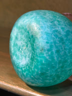 Hand-Blown Satin Spatter Glass Amphora Vase, Mottled Sea Green with Applied Pink Handles, c. 1900–1950