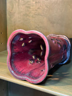 Pierced Butterfly Orchid Pot with Attached Saucer, Oxblood Red Flambé Glaze over Stoneware, c. 1980–2010