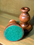 Pair of Turned Oak Candlesticks, Baluster Form with Weighted Baize-Lined Bases, c. 1950–1980