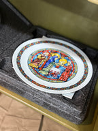 D'Arceau-Limoges “Noël Vitrail” Christmas Plate, La Purification, André Restieau, with Original Factory Case, 1978