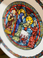 D'Arceau-Limoges “Noël Vitrail” Christmas Plate, La Purification, André Restieau, with Original Factory Case, 1978