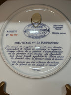 D'Arceau-Limoges “Noël Vitrail” Christmas Plate, La Purification, André Restieau, with Original Factory Case, 1978