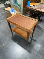 Two-Tier Tray-Top Occasional Table, Mahogany with Gallery Rim, Reeded Apron, and Splayed Legs, c. 1915–1935
