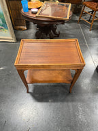 Two-Tier Tray-Top Occasional Table, Mahogany with Gallery Rim, Reeded Apron, and Splayed Legs, c. 1915–1935