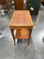 Two-Tier Tray-Top Occasional Table, Mahogany with Gallery Rim, Reeded Apron, and Splayed Legs, c. 1915–1935