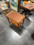 Two-Tier Tray-Top Occasional Table, Mahogany with Gallery Rim, Reeded Apron, and Splayed Legs, c. 1915–1935