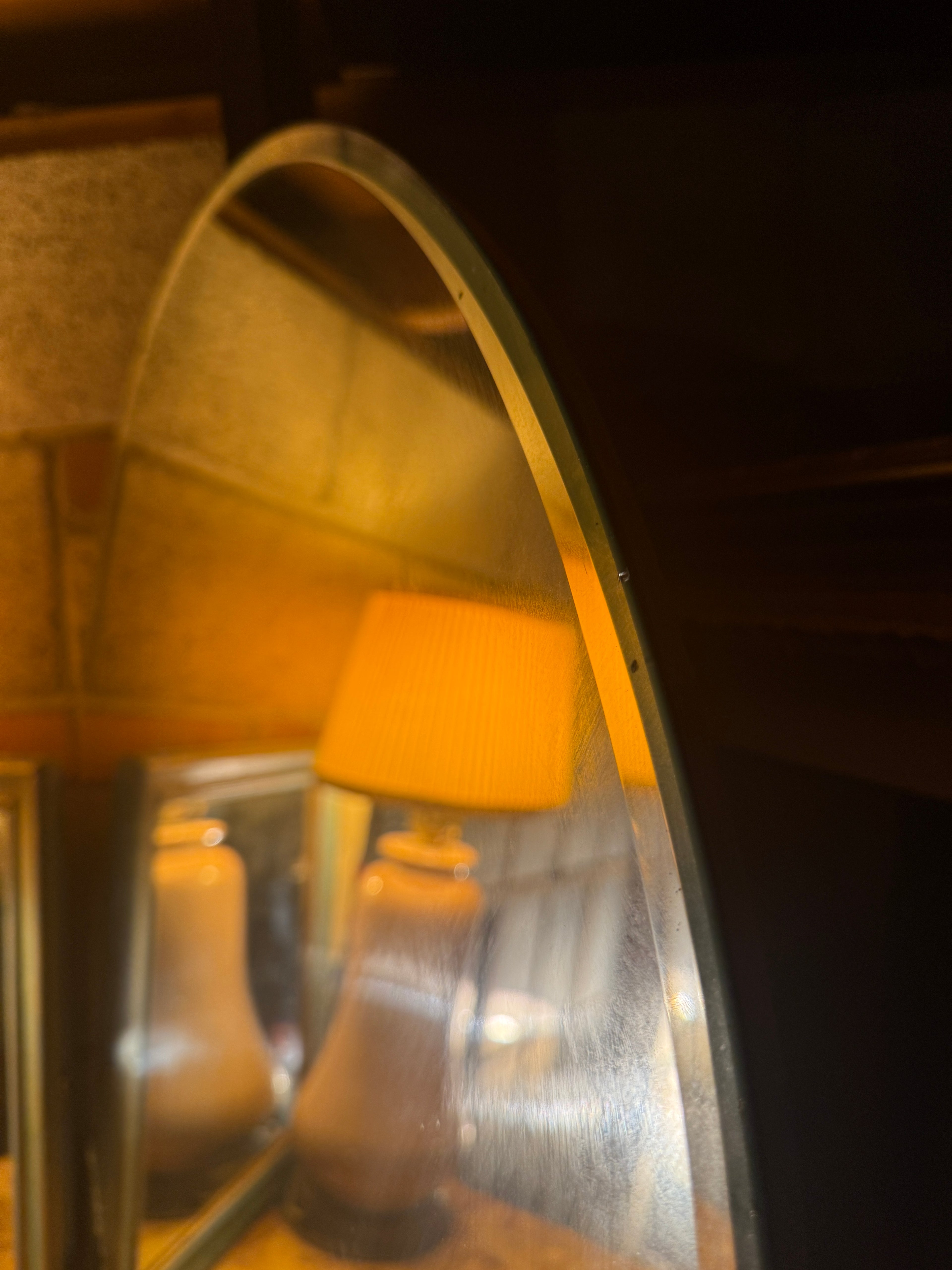 Early 20th Century Etched Round Mirror with Floral Garland, c. 1905–1925