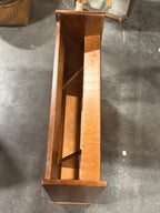 Mid-Century Modern Magazine and Record Rack, Two-Bay Open Frame with Splayed Tapered Legs and Brass Ferrules, c. 1955–1970