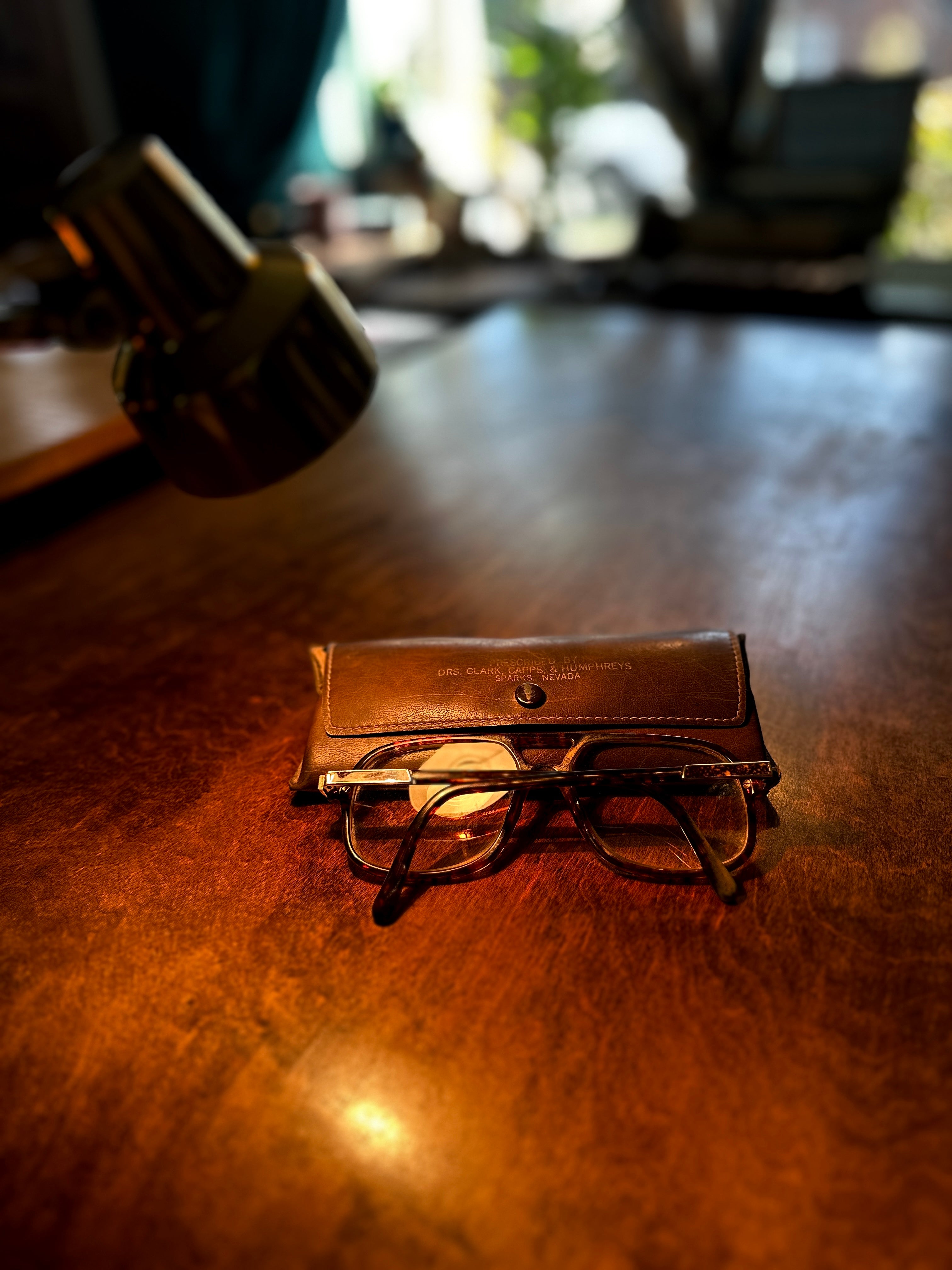 Vintage Luxottica “Gabel” Eyeglasses with Original Sparks Nevada Optometrist Case, c. 1975