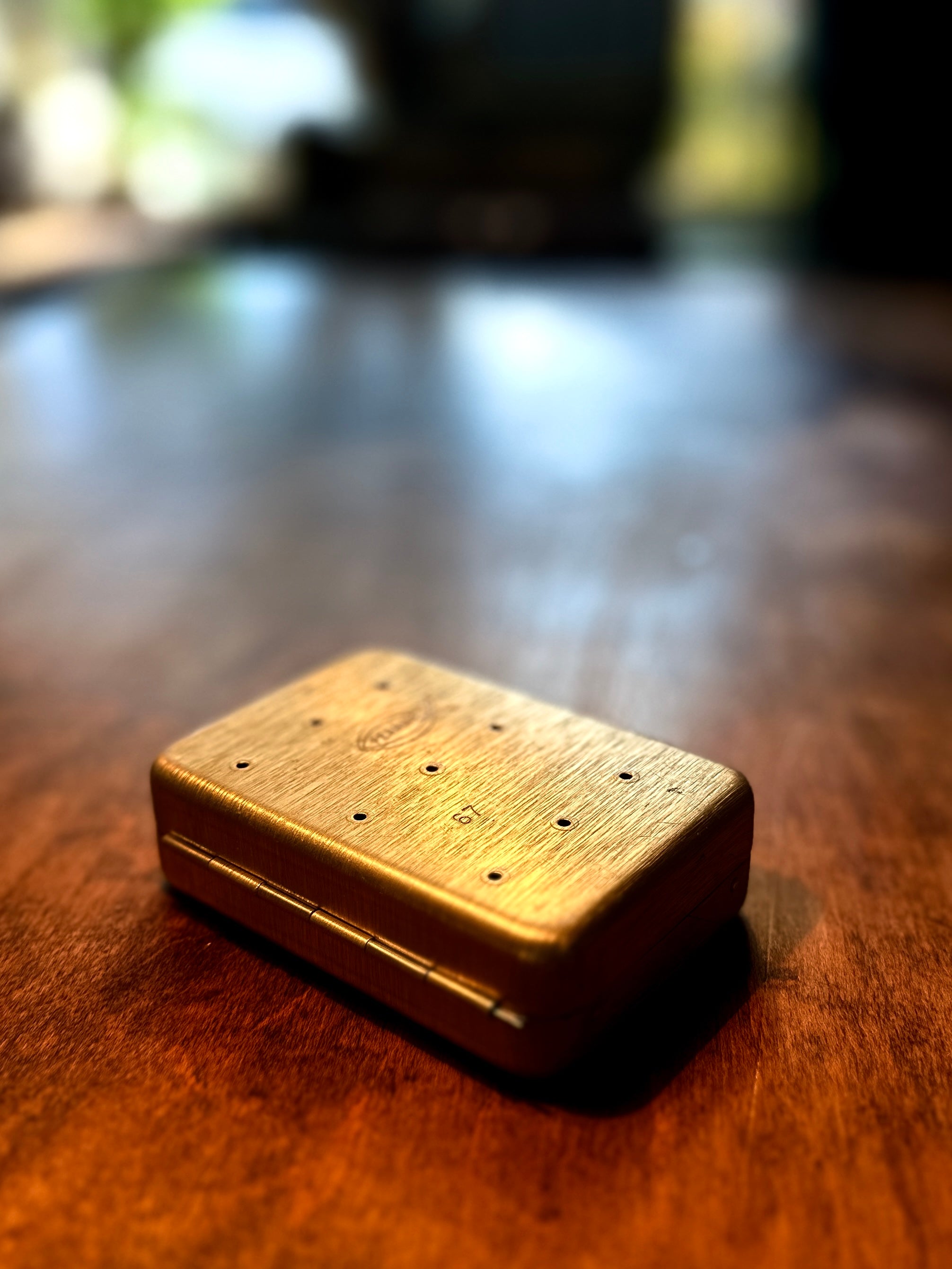 Vintage Perrine Fly Fishing Box with Hand-Tied Trout Flies, Aluminum Fly Box c. 1965