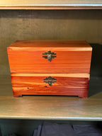 Pair of Handmade Aromatic Red Cedar Boxes with Stepped Brass Hasps and Shaped Bracket Feet, with Three Padlocks, c. 1980–2000