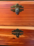 Pair of Handmade Aromatic Red Cedar Boxes with Stepped Brass Hasps and Shaped Bracket Feet, with Three Padlocks, c. 1980–2000