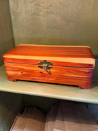 Pair of Handmade Aromatic Red Cedar Boxes with Stepped Brass Hasps and Shaped Bracket Feet, with Three Padlocks, c. 1980–2000