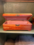 Pair of Handmade Aromatic Red Cedar Boxes with Stepped Brass Hasps and Shaped Bracket Feet, with Three Padlocks, c. 1980–2000