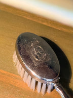 Silver-Backed Child's Hairbrush with Embossed Rabbit Medallion, c. 1925–1950