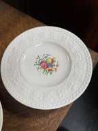 Wedgwood “Mayfair” Saucers on the Embossed Wellesley Shape, Made in England, c. 1934–1950 (Set of 5)