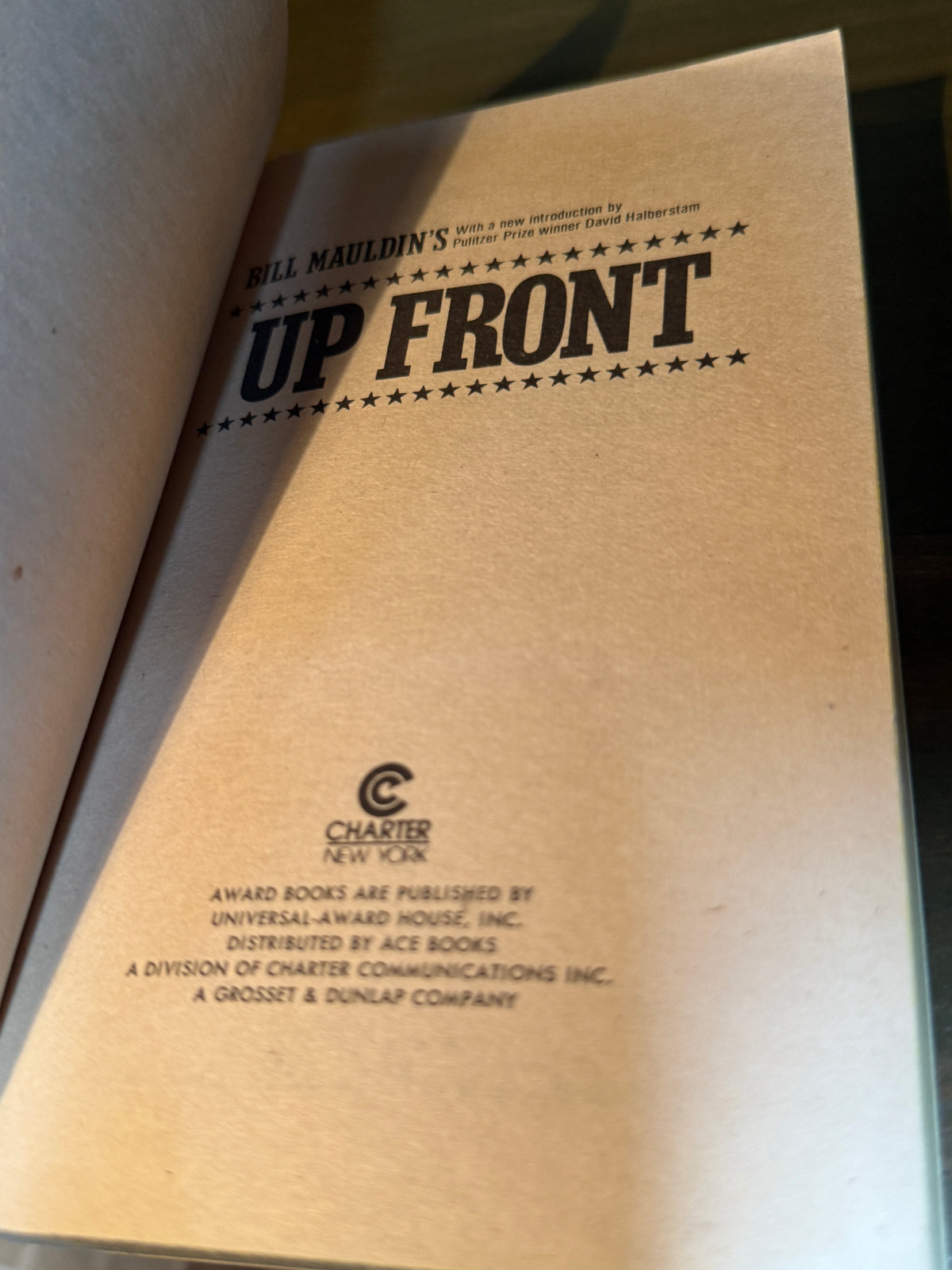Bill Mauldin's Up Front, Charter Books Paperback with a David Halberstam Introduction, c. 1975–1982