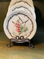 Four Wine Varietal Plates in Relief-Moulded Grapes and Vine, MWW Market, c. 1995–2010