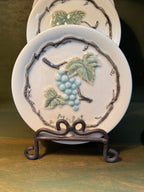 Four Wine Varietal Plates in Relief-Moulded Grapes and Vine, MWW Market, c. 1995–2010