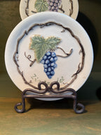 Four Wine Varietal Plates in Relief-Moulded Grapes and Vine, MWW Market, c. 1995–2010