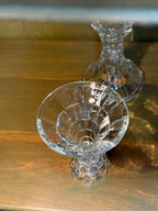 Pair of Pressed Glass Candlesticks, Stepped Tiers with Crown-Notched Socket and Flared Foot, c. 1960–2000