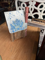 Folk Art Birdhouse in Weathered Barn Wood with Hand-Painted Bluebonnet Roof and Brick Chimney, c. 1930–1975