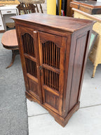 Spindle-Front Display Cabinet in Sheesham, Turned Grille Doors over Three Fixed Shelves, Anglo-Indian Manner, c. 1990–2015