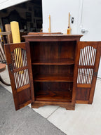 Spindle-Front Display Cabinet in Sheesham, Turned Grille Doors over Three Fixed Shelves, Anglo-Indian Manner, c. 1990–2015