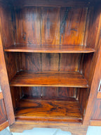 Spindle-Front Display Cabinet in Sheesham, Turned Grille Doors over Three Fixed Shelves, Anglo-Indian Manner, c. 1990–2015