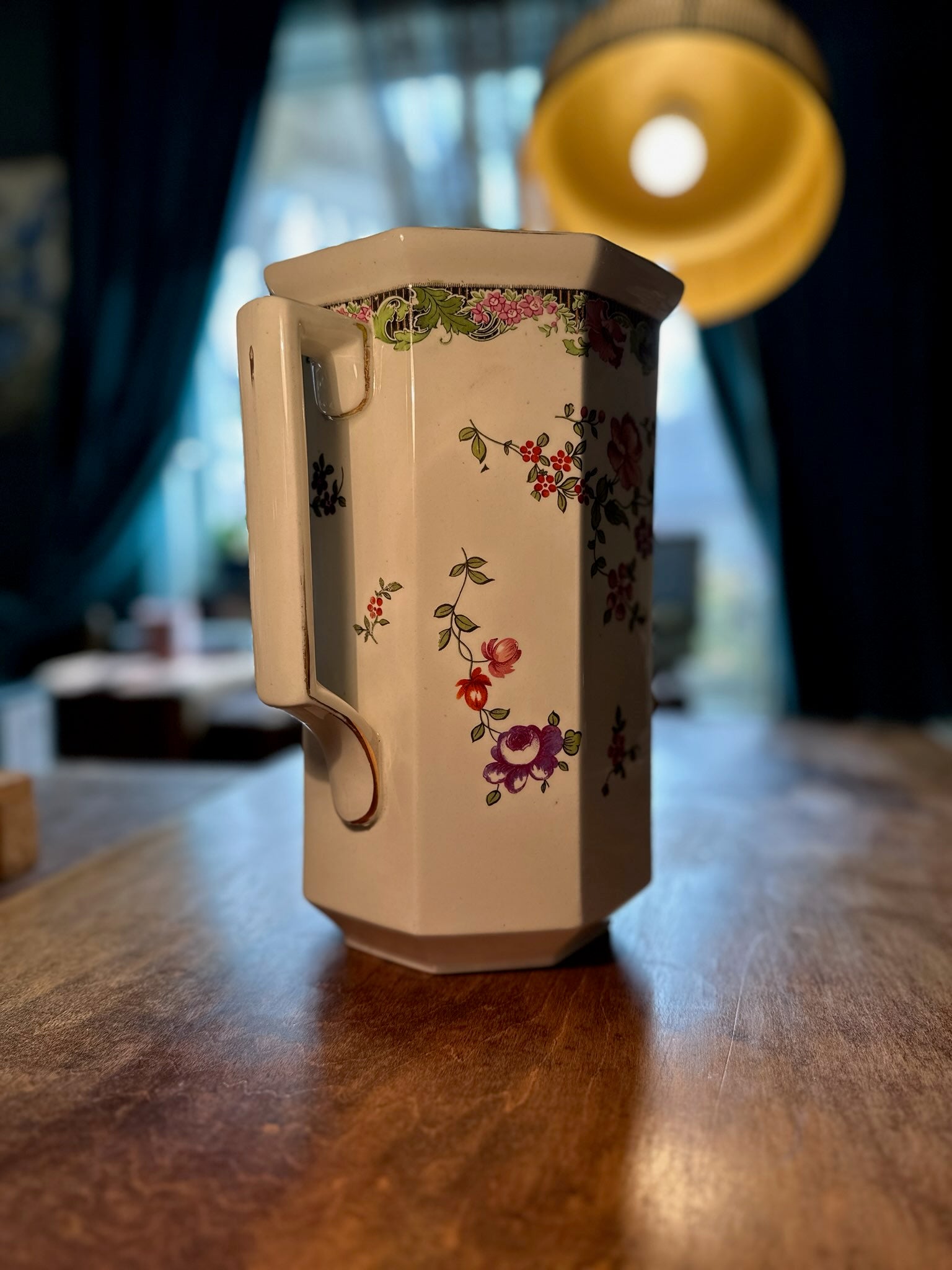 Victorian Burgess &amp; Leigh Floral Transferware Pitcher – English Staffordshire Jug (c 1890-1910)