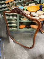 Serpentine Golden Oak Mirror with Hand-Bevelled Shaped Plate and Carved Acanthus Crest, Quartersawn Tiger Oak, American, c. 1895–1910
