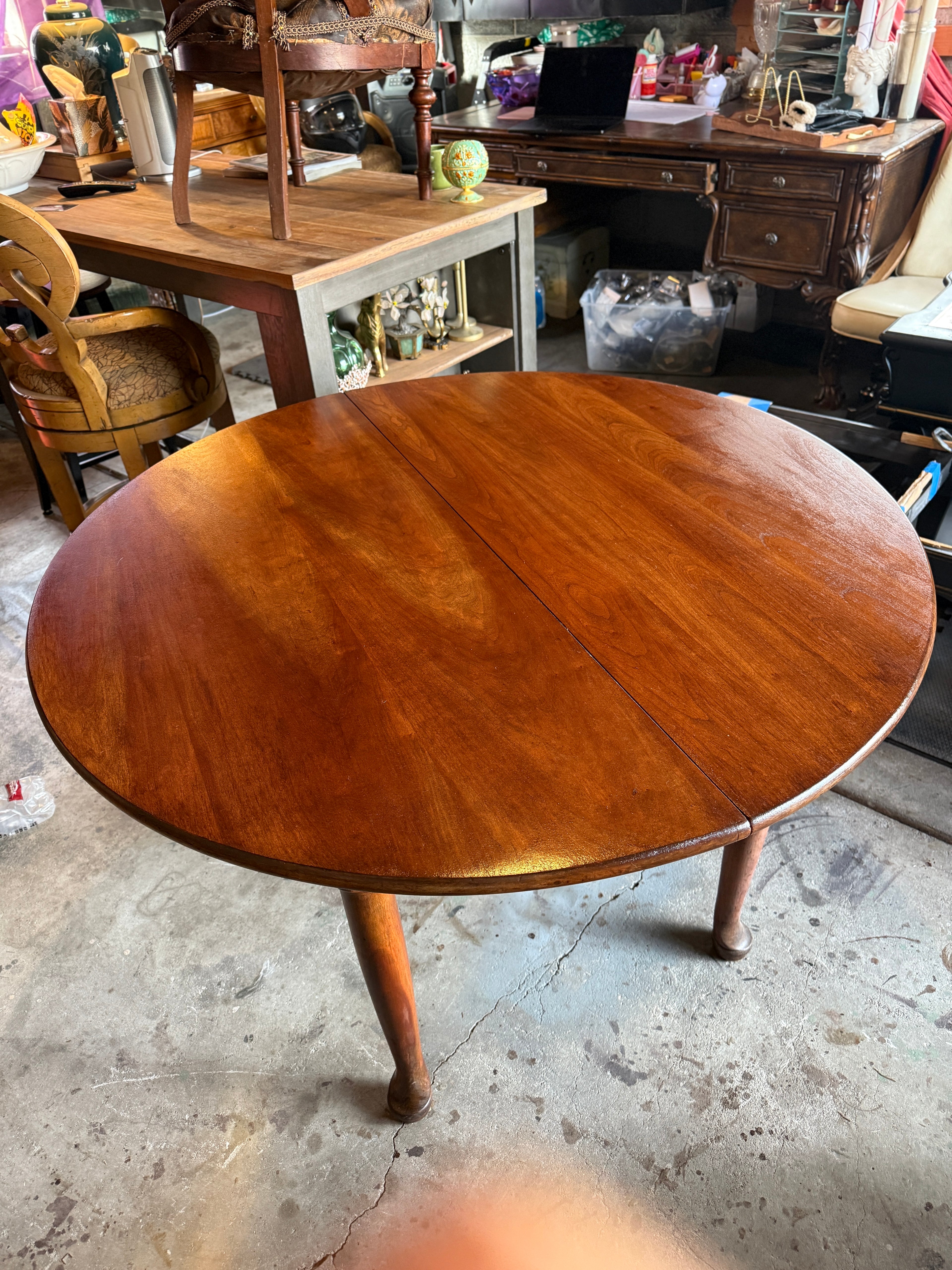1955 Leopold Stickley Cherry Dining Table | Refinished Solid Wood Oval Extension Table