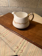 Antique Pope-Gosser Porcelain Creamer with Pink Rose Garland & Gold Gilt, c. 1910–1935