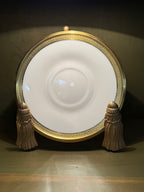 Lenox “Aristocrat” Gold-Encrusted Saucer, Wide Acid-Etched Band on Ivory Porcelain, Gold Wreath Mark, Trenton, New Jersey, 1953 or Later