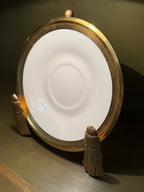 Lenox “Aristocrat” Gold-Encrusted Saucer, Wide Acid-Etched Band on Ivory Porcelain, Gold Wreath Mark, Trenton, New Jersey, 1953 or Later
