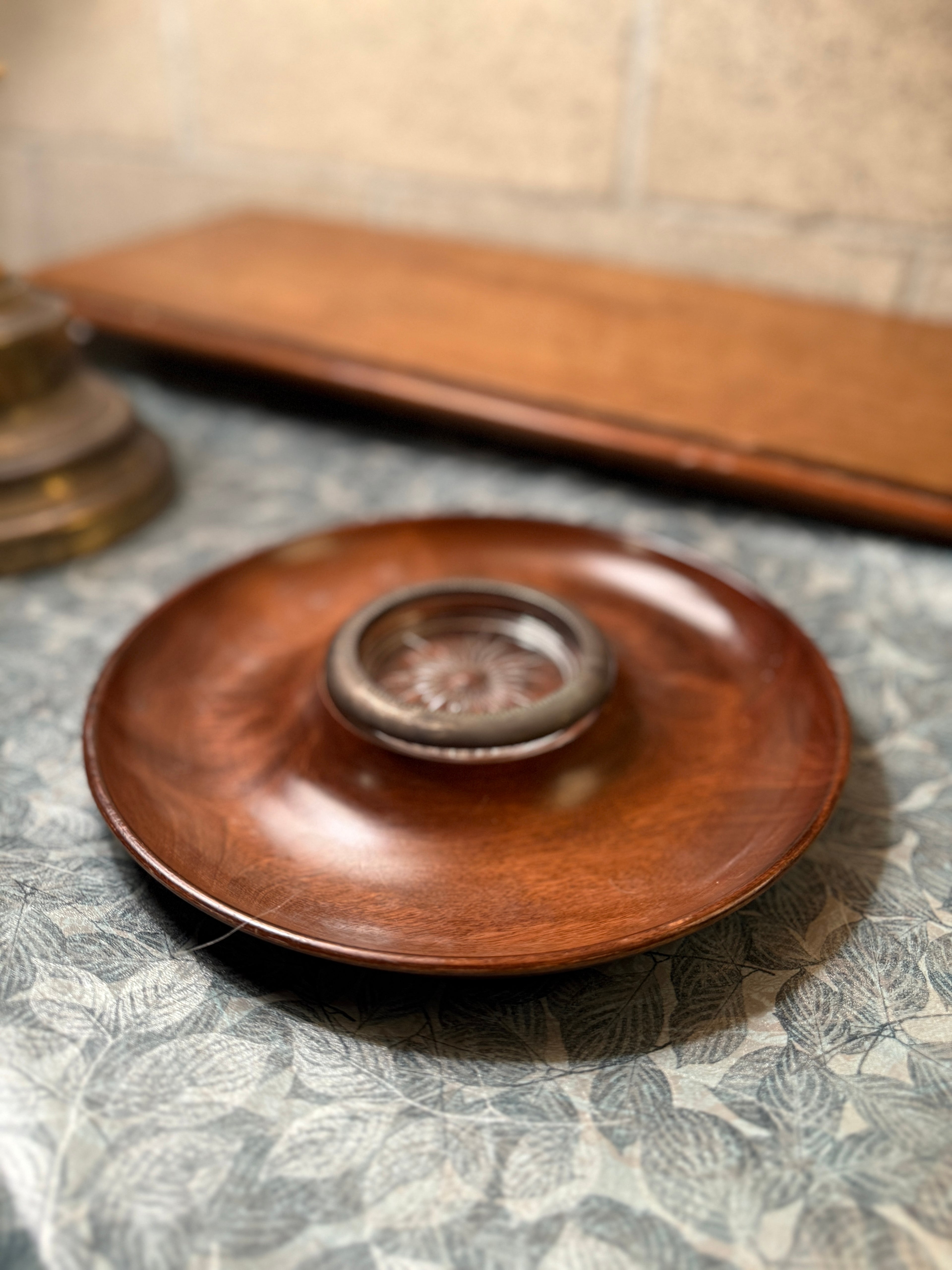 Mid-Century Woodbury’s Woodware Chip and Dip Tray with Glass Insert